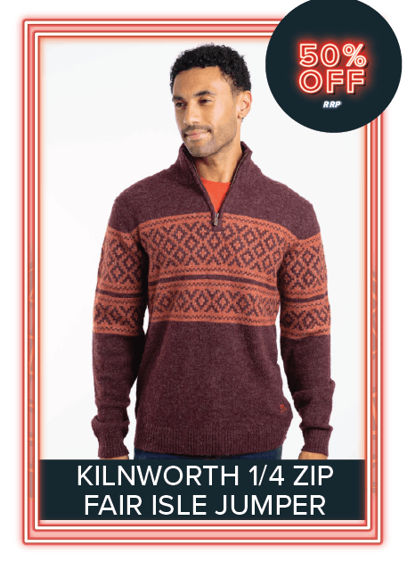 Kilnworth 1/4 Zip Fair Isle Jumper Mulled Wine