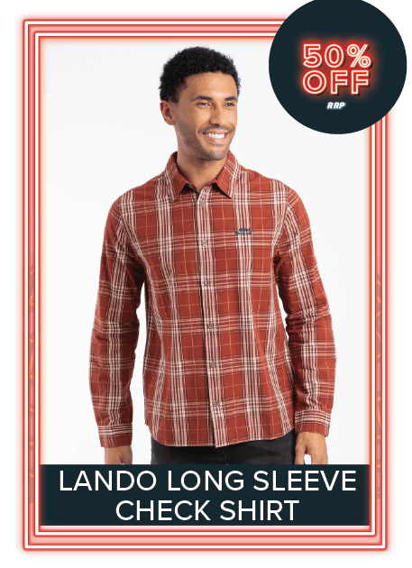 Lando Long Sleeve Check Shirt Rust Leaves