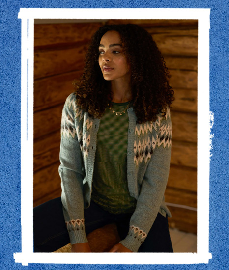 Hatty Fair Isle Cardigan Sea Mist