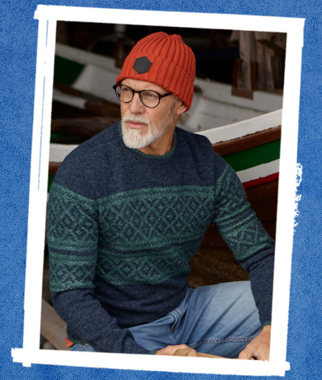 Wicklow Fair Isle Crew Neck Jumper Navy