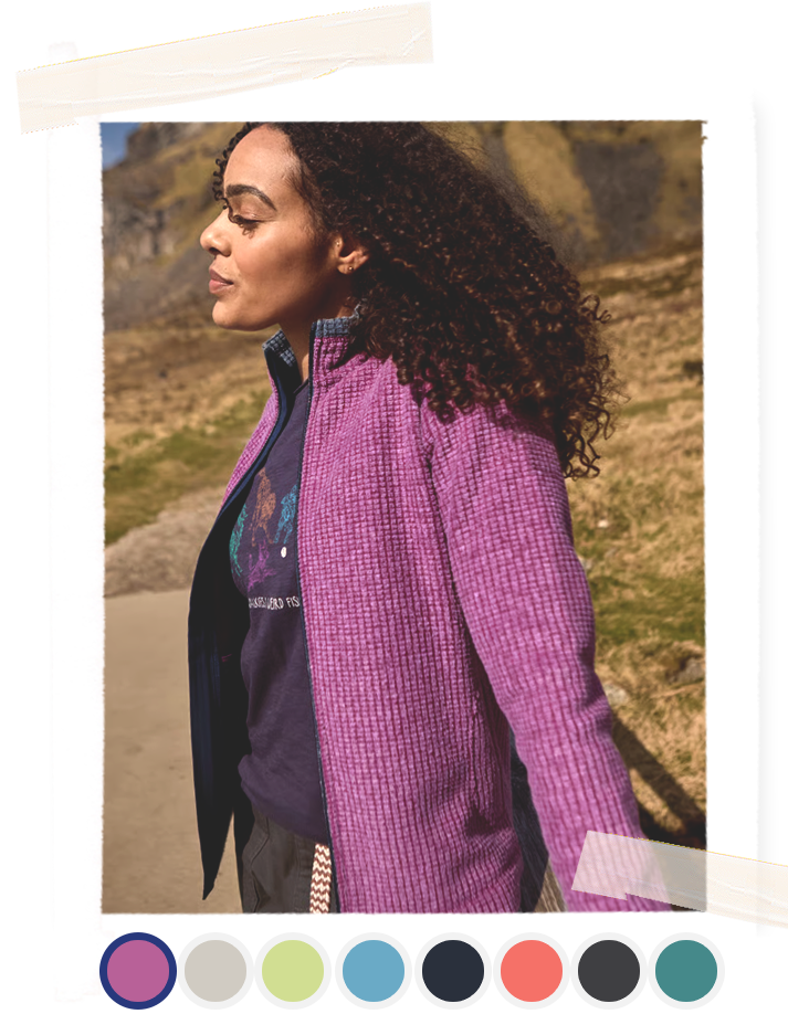 Ariana Full Zip Grid Fleece Purple Wine