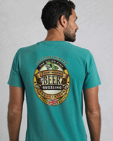 Beer Guzzling Back Print Artist T-Shirt