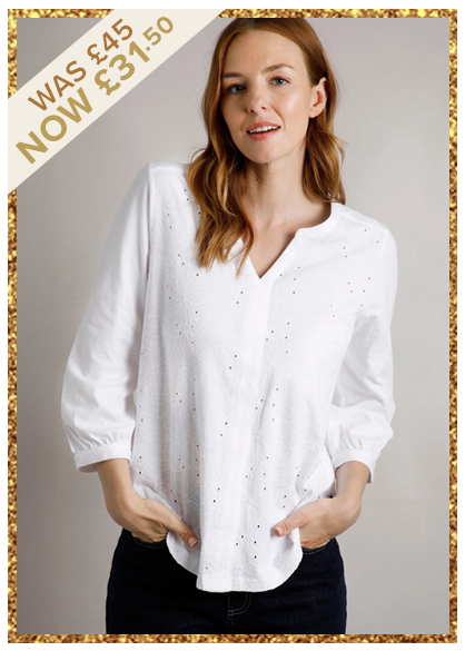 Mabel Broidery 3/4 Sleeve Top