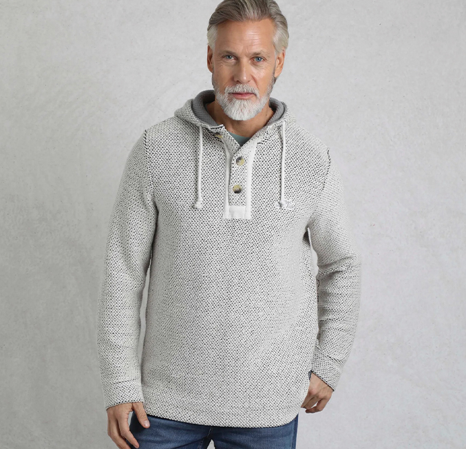 Bakersfield Button Neck Eco Macaroni Hoodie