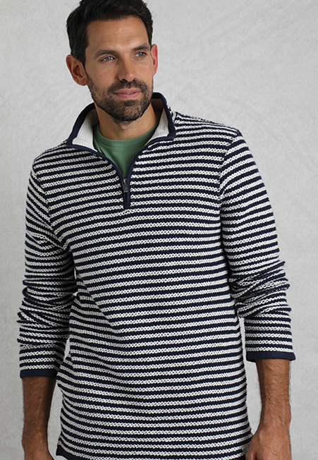 Shorling 1/4 Zip Stripe Eco Macaroni