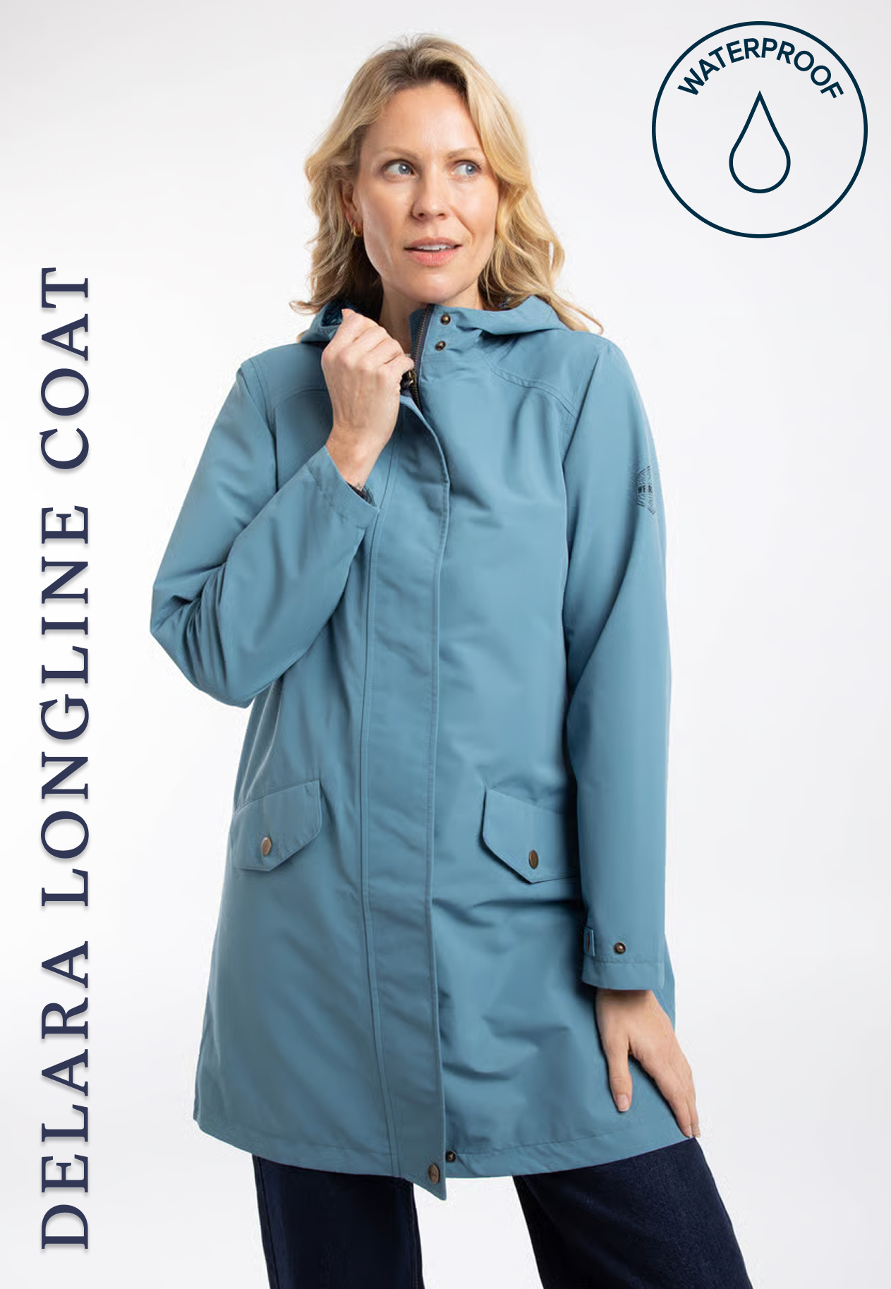 Delara Waterproof Jacket Washed Blue
