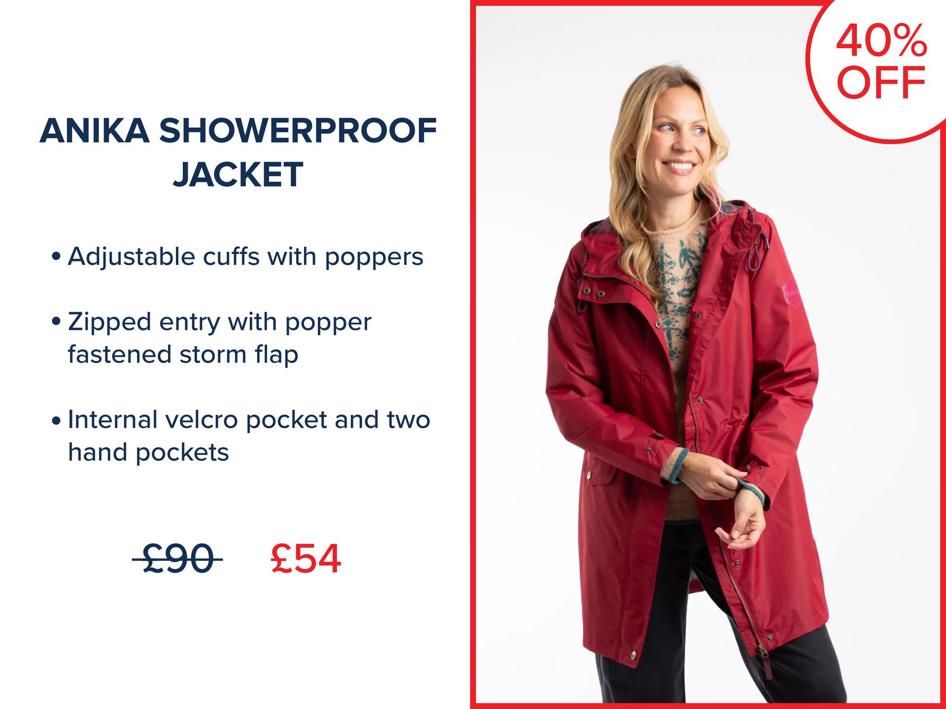 Anika Plain Showerproof Jacket Garnet