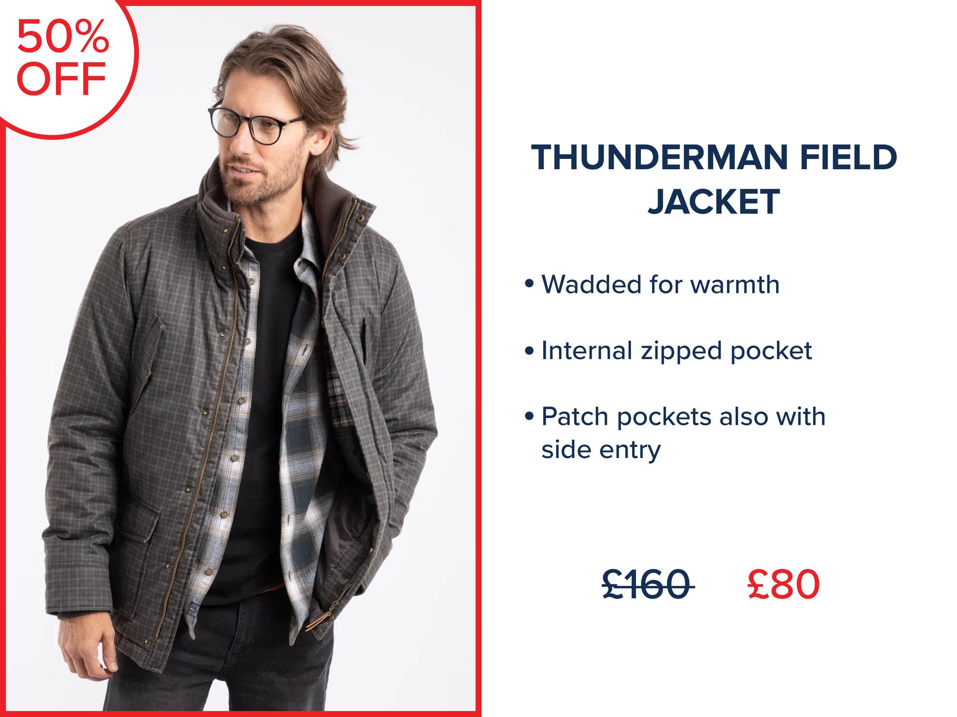 Thunderman Printed Wadded Field Jacket Brown