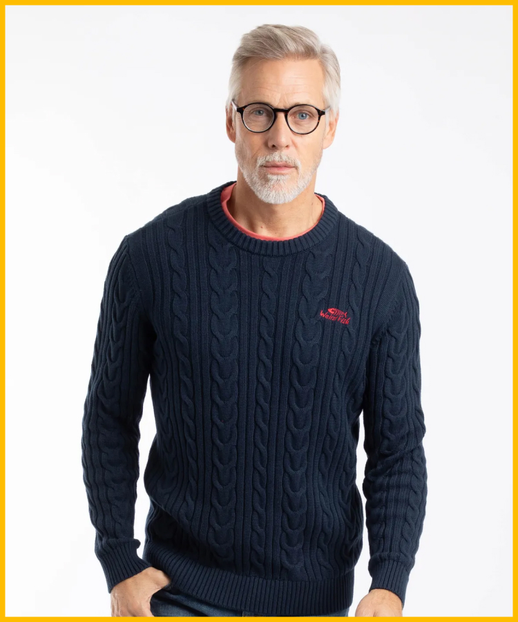 Griffen Cable Knit Jumper Navy