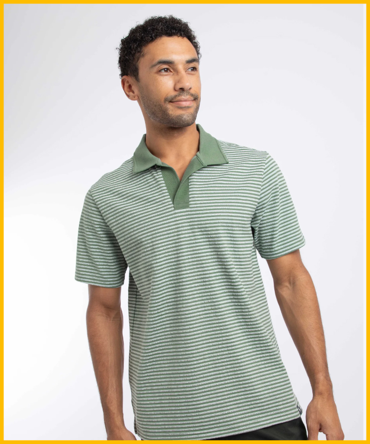 Virgil Striped Polo Shirt Woodland Sage