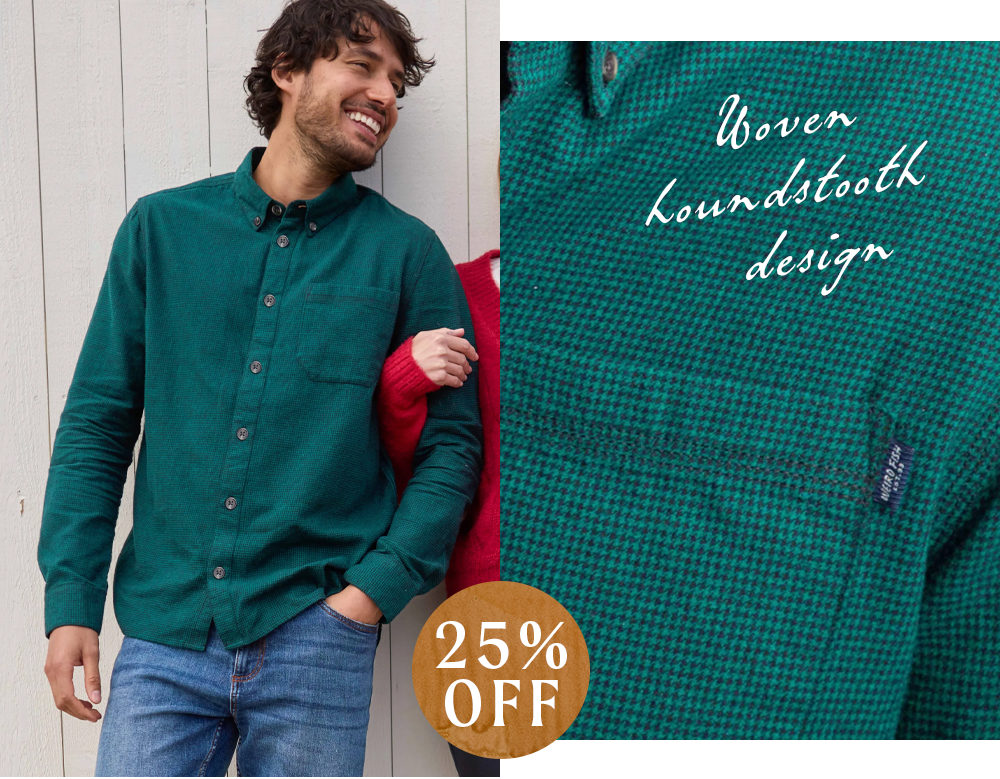 Baskerville Houndstooth Flannel Shirt Deep Teal
