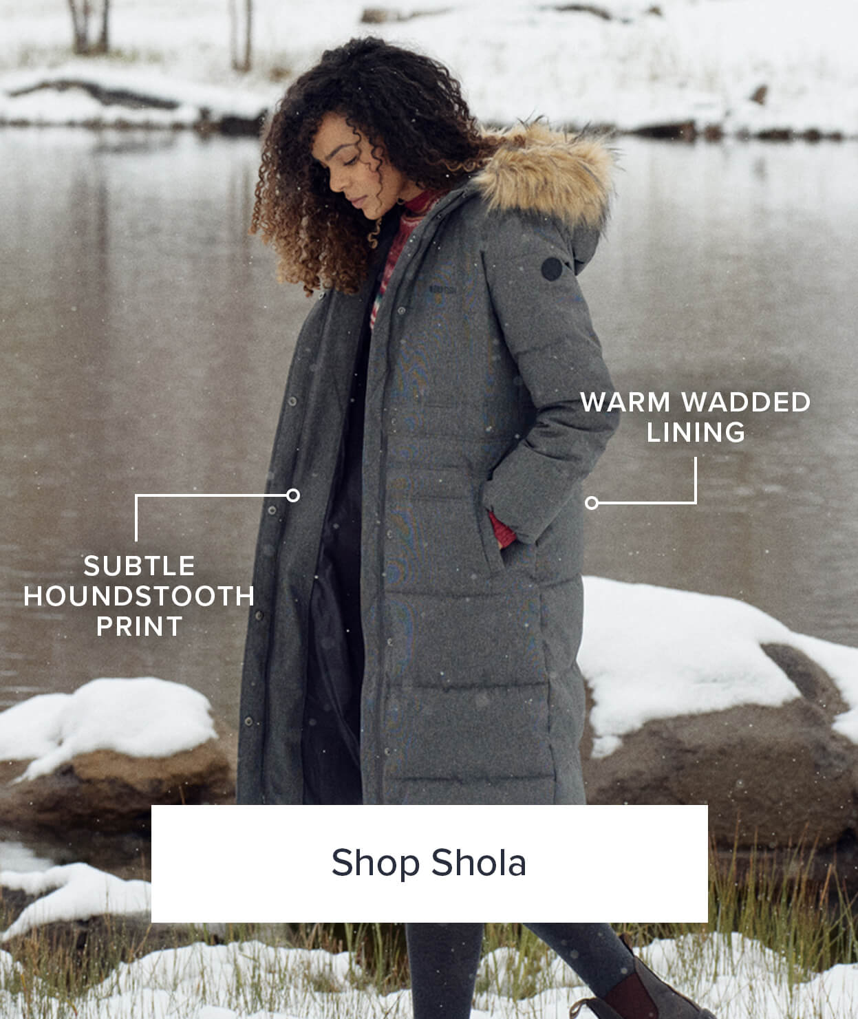 Shola Houndstooth Padded Longline Coat