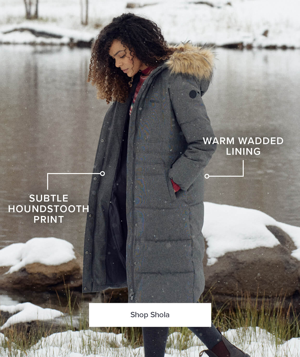 Shola Houndstooth Padded Longline Coat