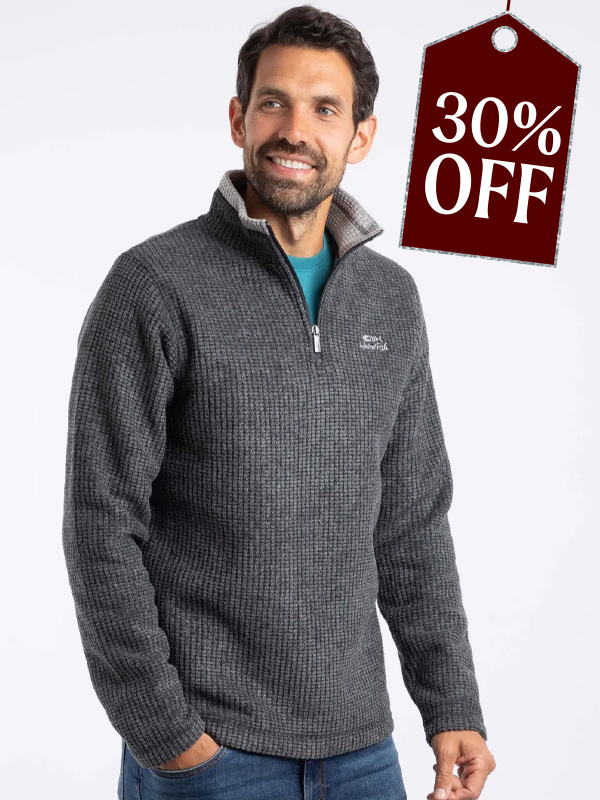 Newark 1/4 Zip Grid Fleece Washed Black