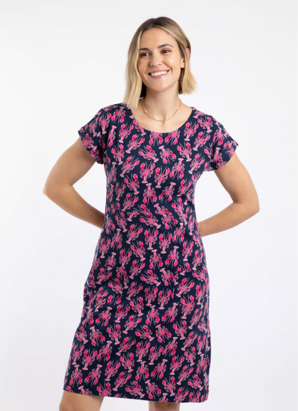 Tallahassee Printed Jersey Dress Mid Navy