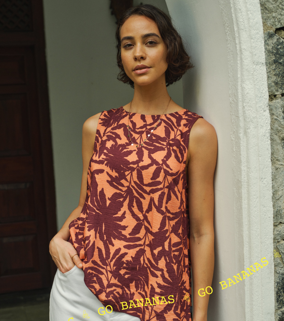 Asterin Printed Sleeveless Top Sunset