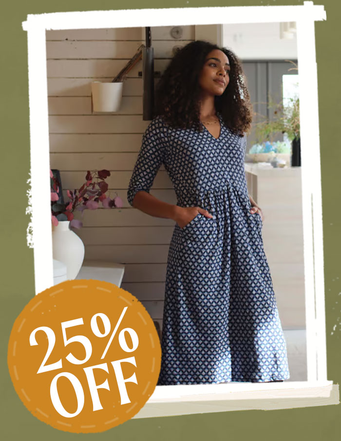 Isolde Printed Jersey Midi Dress Indigo