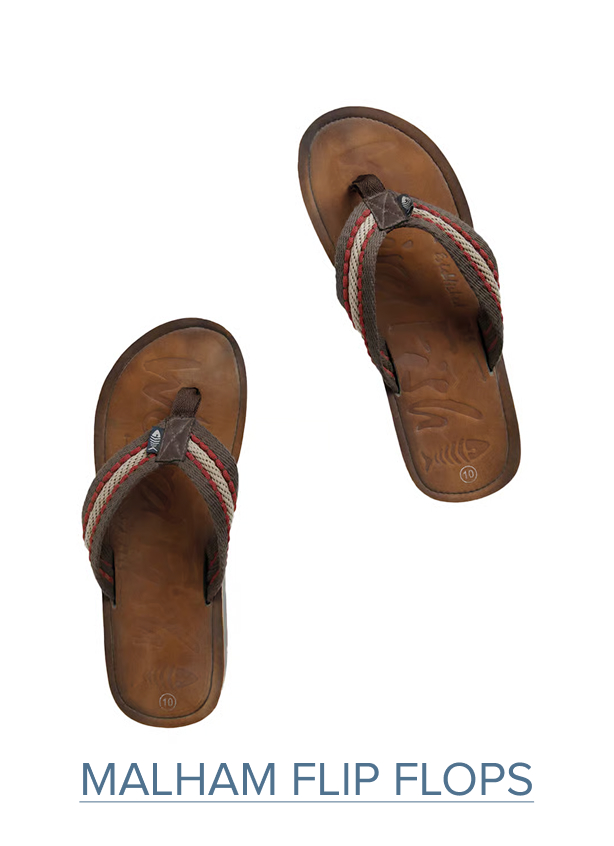 Malham Leather Look Flip Flops Antique Tan