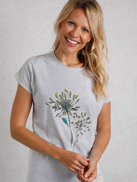 Seedheads Front Print Organic Cotton Slub T-Shirt