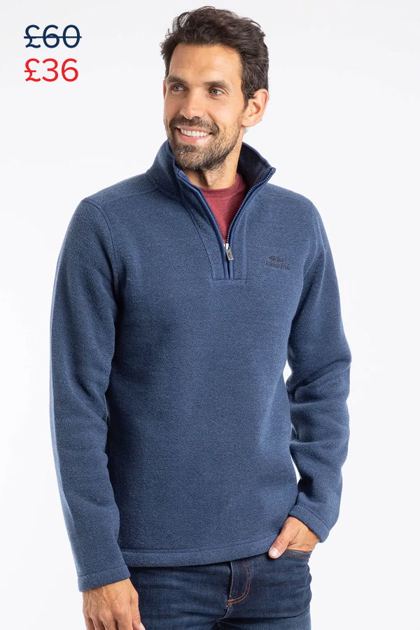 Stowe Recycled 1/4 Zip Soft Knit Fleece Blue Indigo