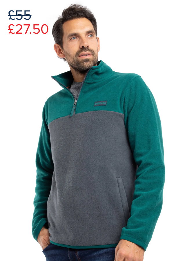 Tristan 1/4 Zip Colour Block Microfleece Cedar Green