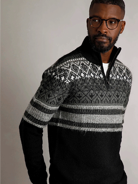 Yarmouth Eco 1/4 Zip Fair Isle Jumper