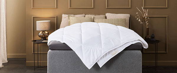 Hálószoba ággyal és paplannal