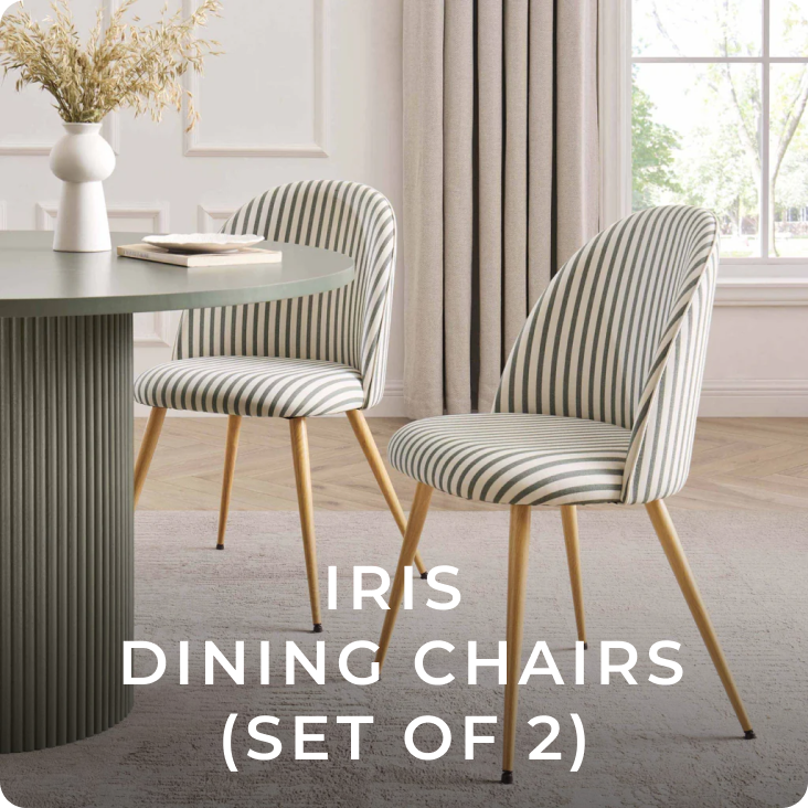 Iris Set of 2 Dining Chairs - Sage Stripe