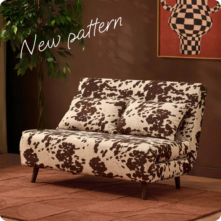 Seattle Double Click Clack Sofa Bed - Brown Cow Print