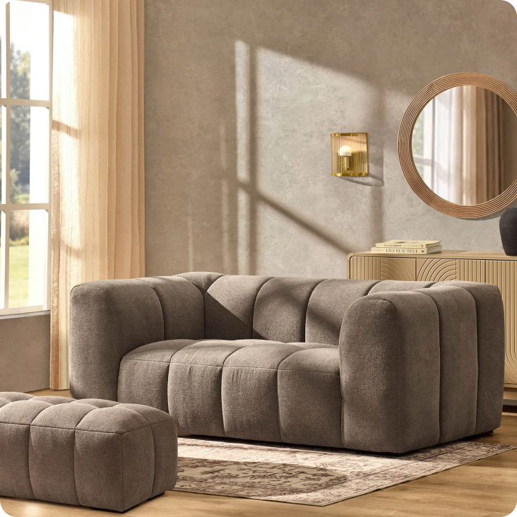 Manhattan 3 Seater Sofa - Chenille Mushroom