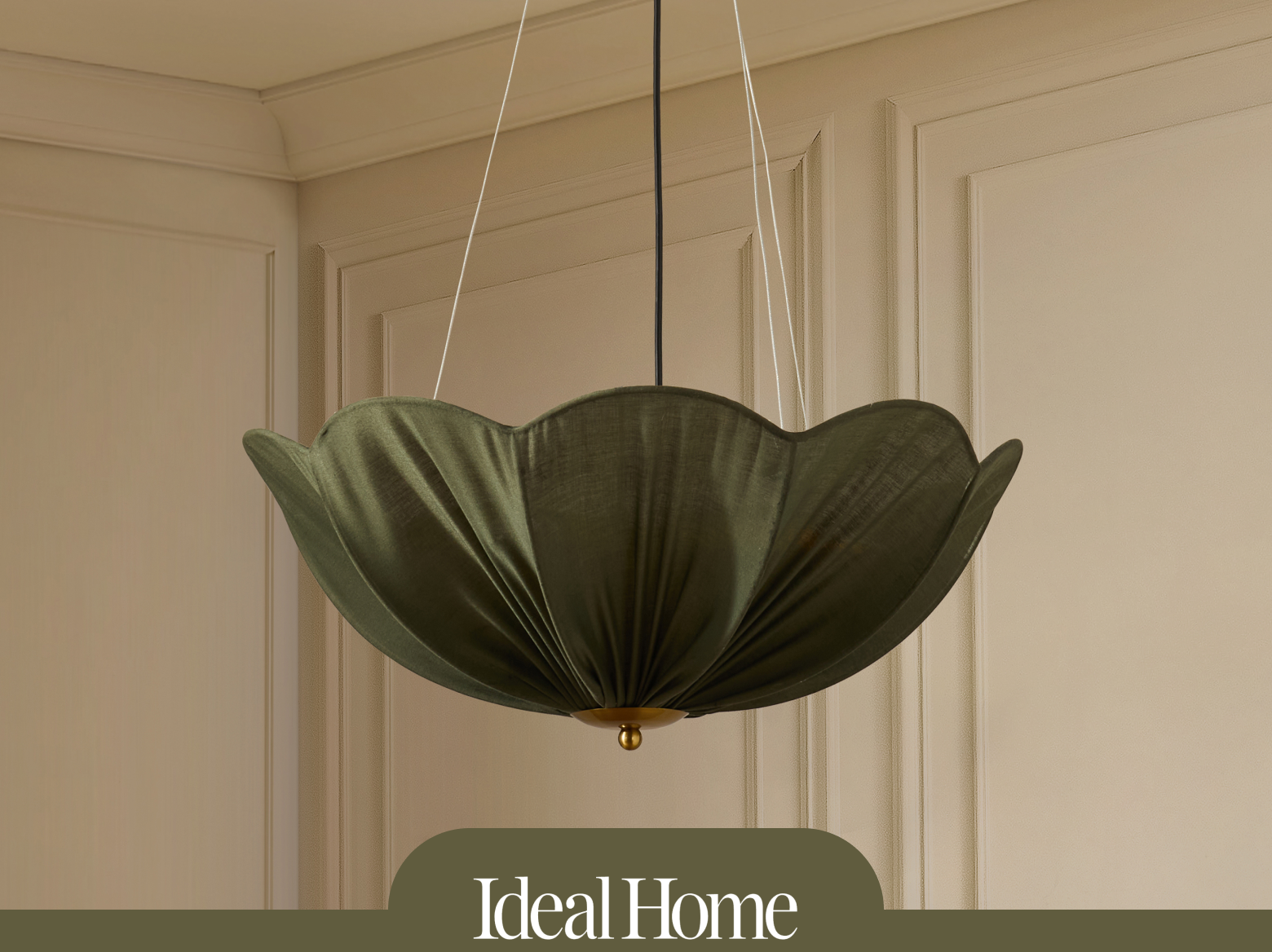 Oakley Petal Pendant Linen Fabric - Green