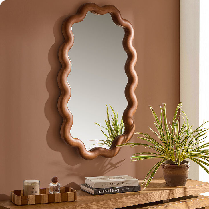 Indie Wavy Wood Mirror