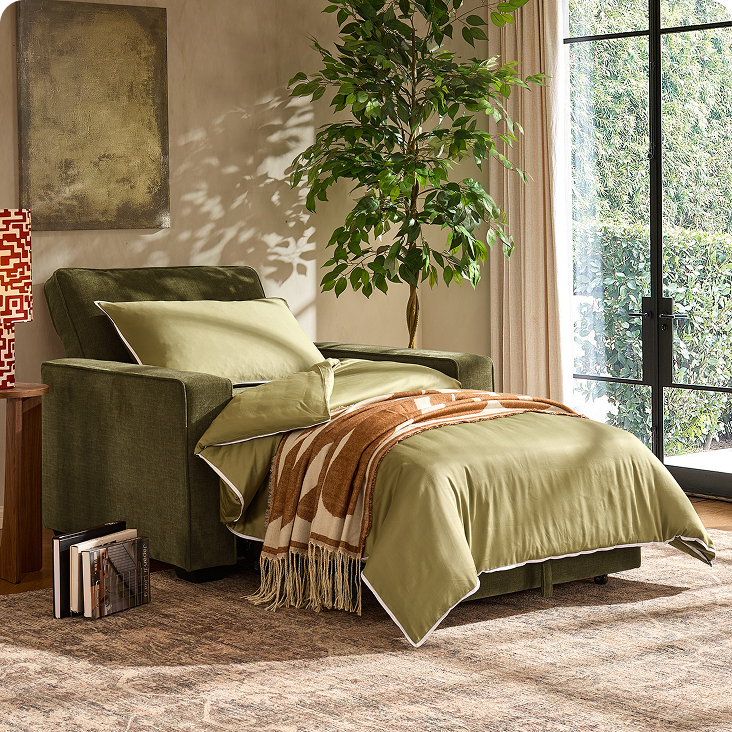 Soho Chair Bed - Chenille Olive