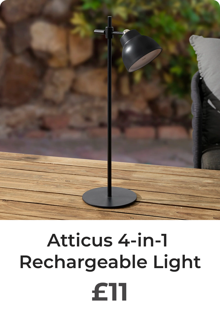 Atticus 4-in-1 LED Rechargeable Light - Black