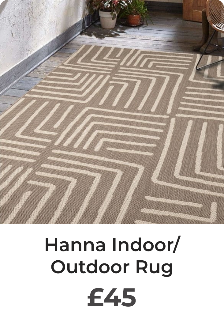 Hanna Flatweave Geo Contrast Indoor/ Outdoor Rug - 120x170cm - Natural