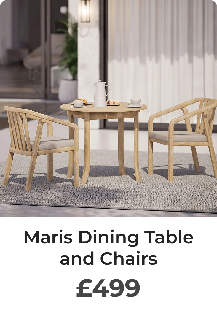 Maris Outdoor 2 Seater Round Bistro Dining Table and Chairs - Natural