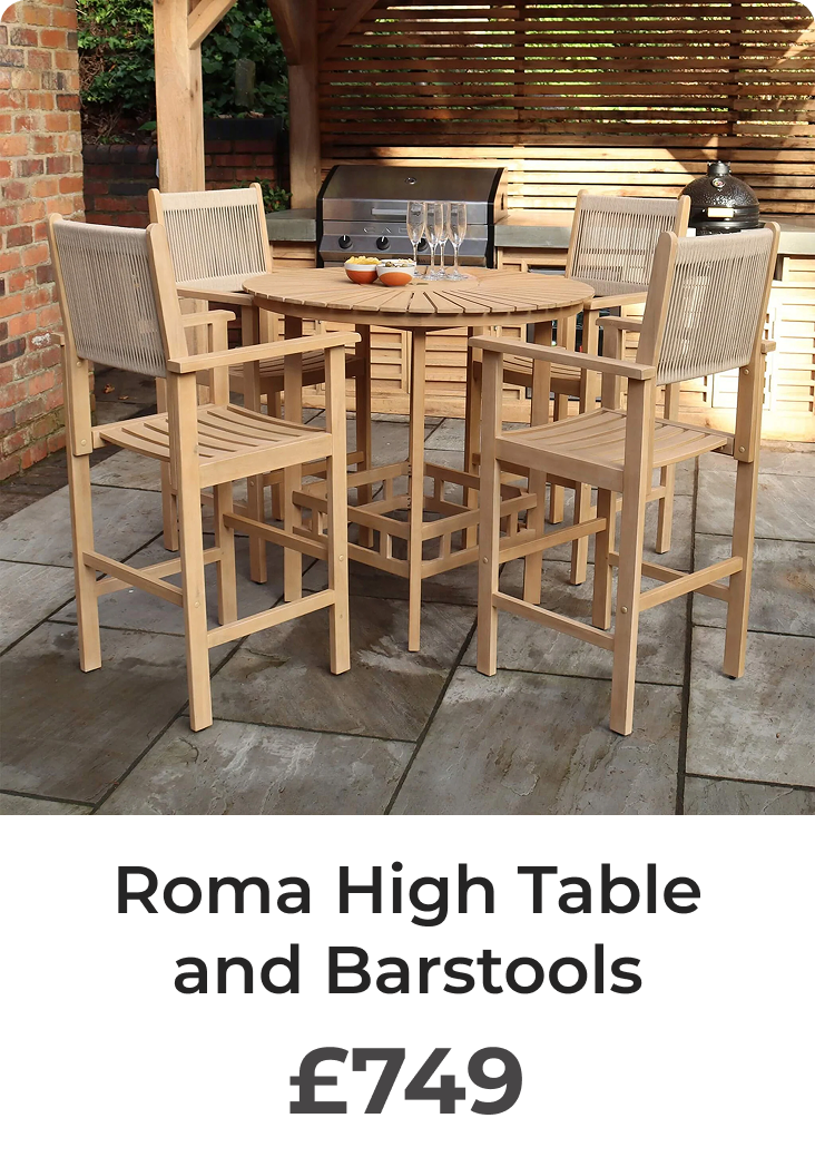 Roma Outdoor 4 Seater Round High Bar Table and Barstools - Beige