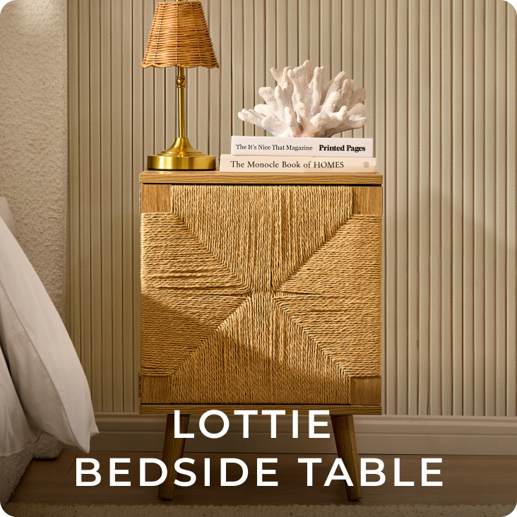 Lottie Woven Bedside Table with Door
