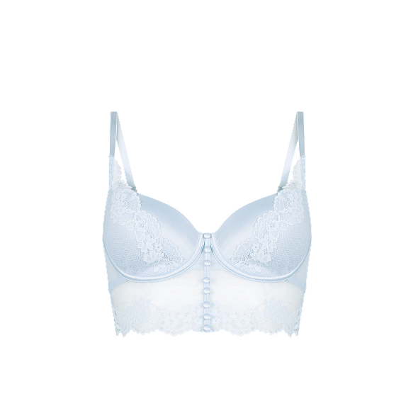 Laila Padded Underwired Longline Bra - Blue