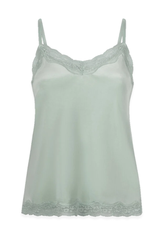 Velours Lace Cami Top - Green