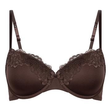 Lace & Shine Padded Underwired Bra - Brown
