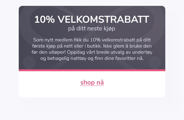10% VELKOMSTRABATT