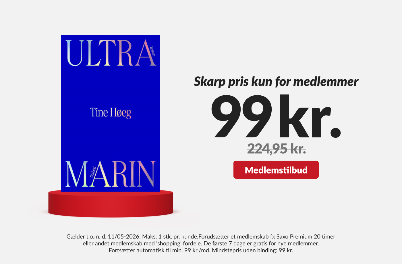 Skarp pris kun for medlemmer* - Ultramarin til kun 99 kr.