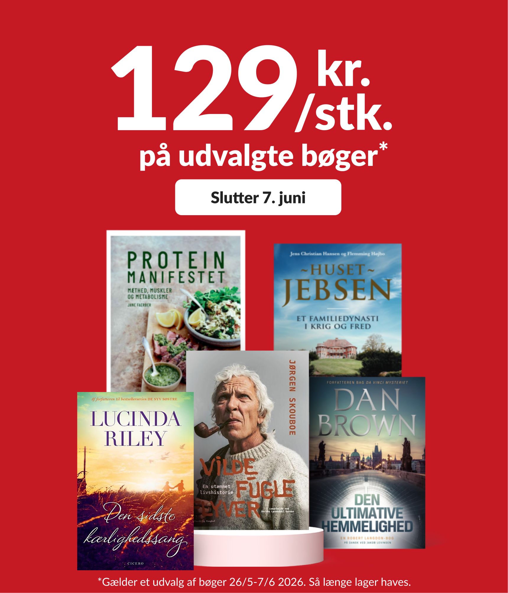 129 kr/stk på udvalgte bøger