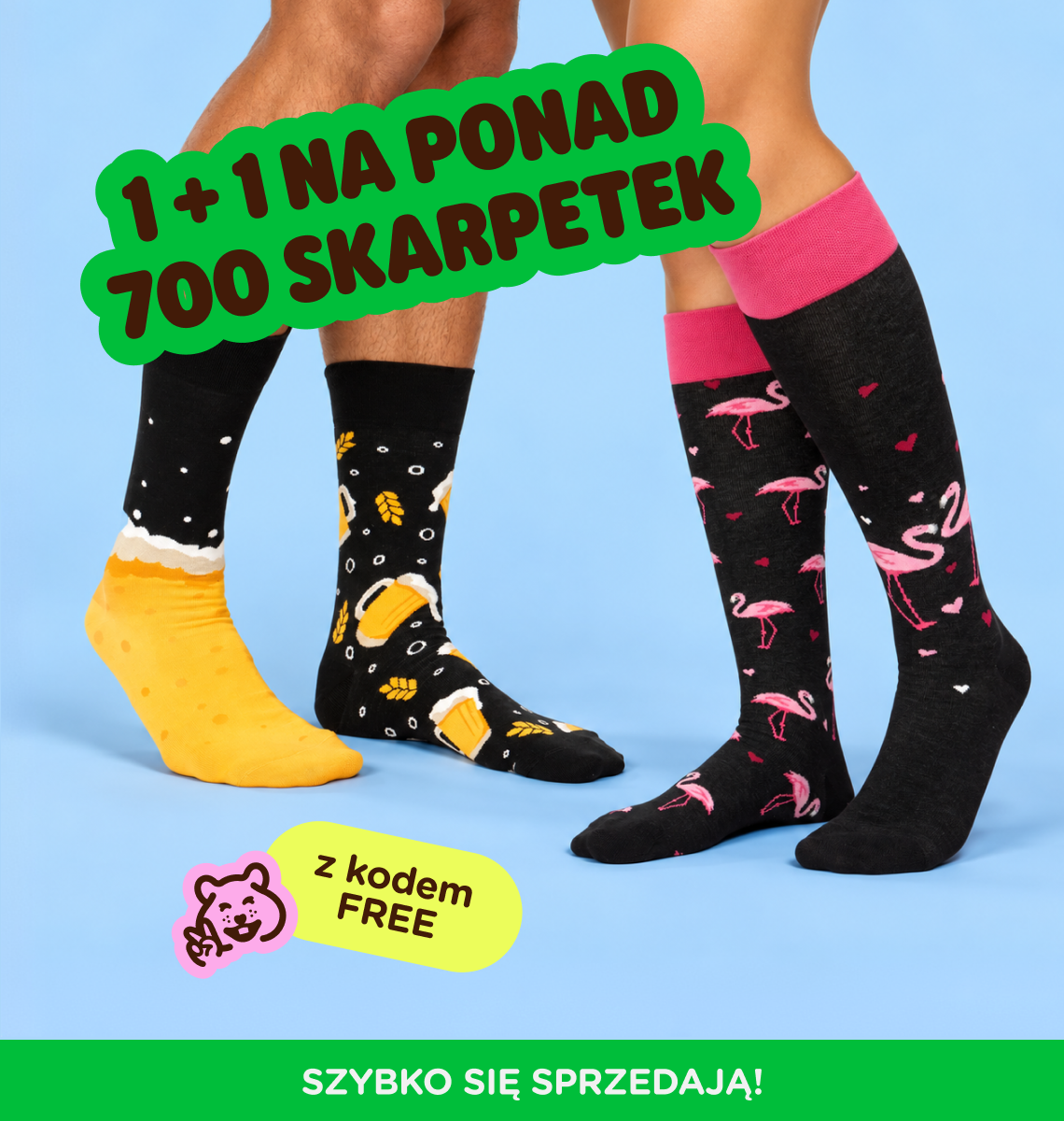  1 + 1 na ponad 700 skarpetek