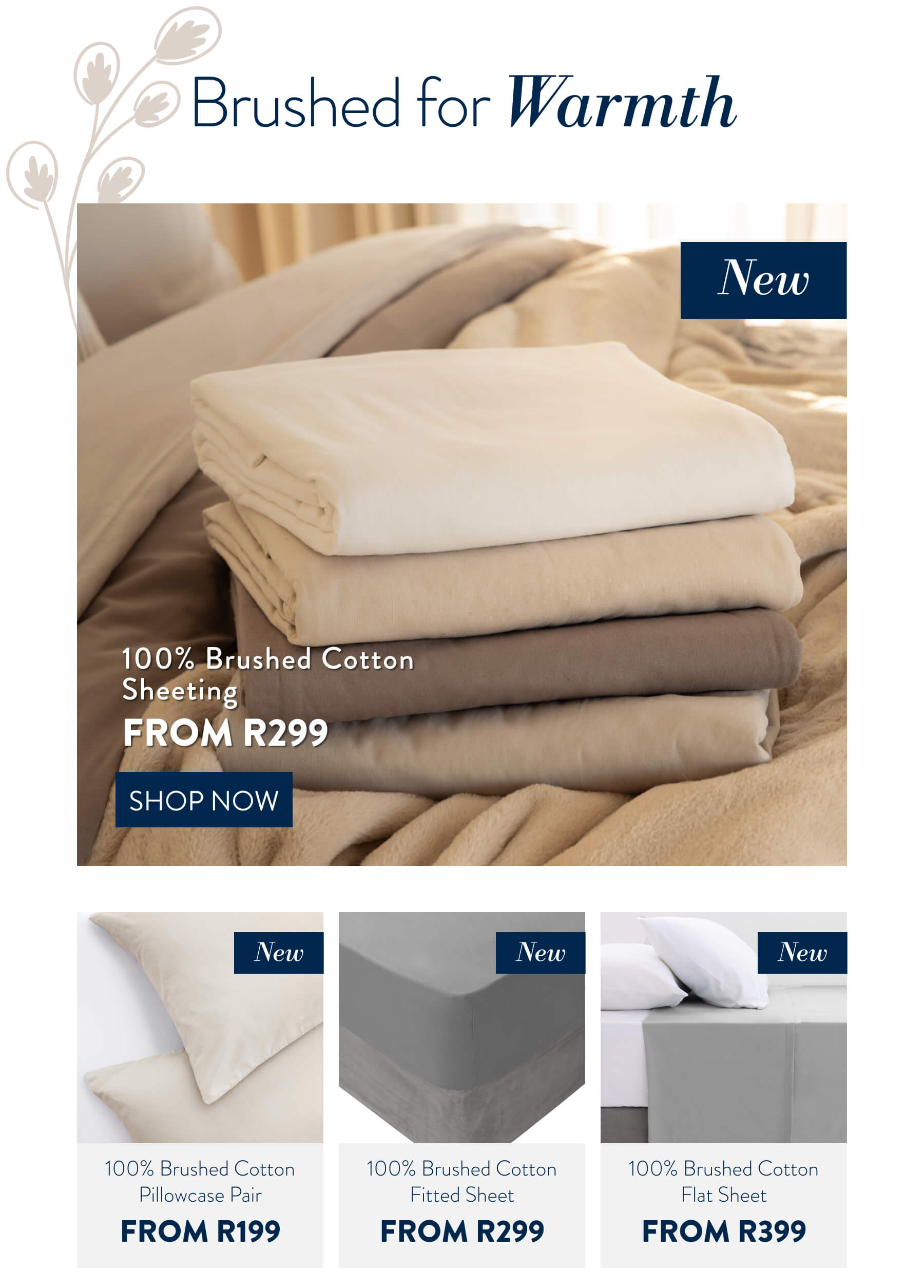 Winter Brushed Cotton Sheeting FROM