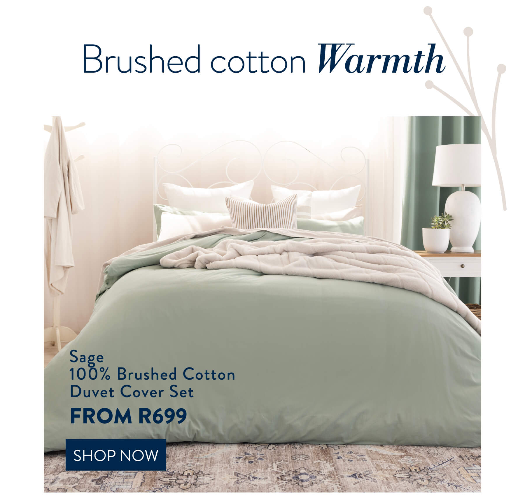 Sage 100% Brushed Cotton DCS FROM: 