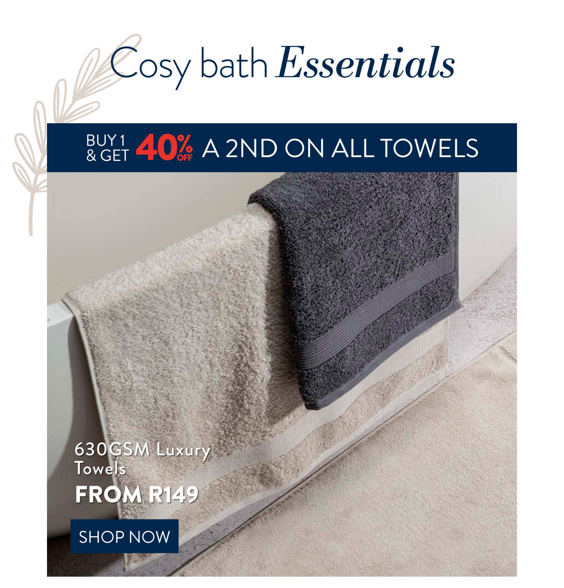 100% Cotton 630GSM Towels FROM: 