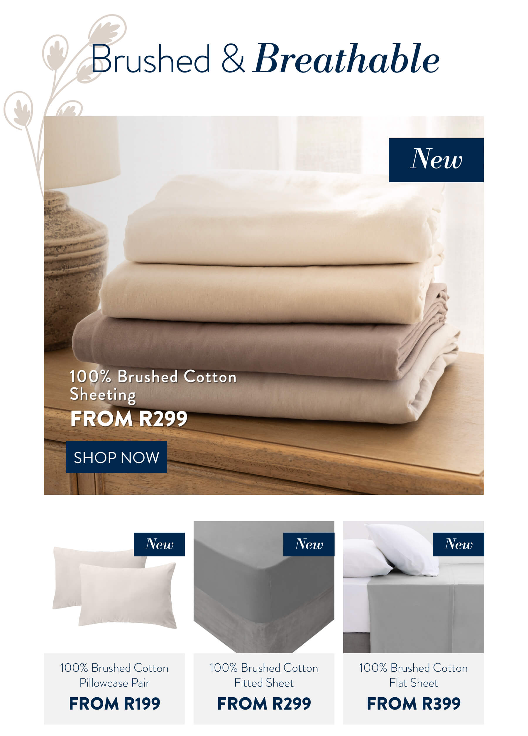 Winter Brushed Cotton Sheeting FROM