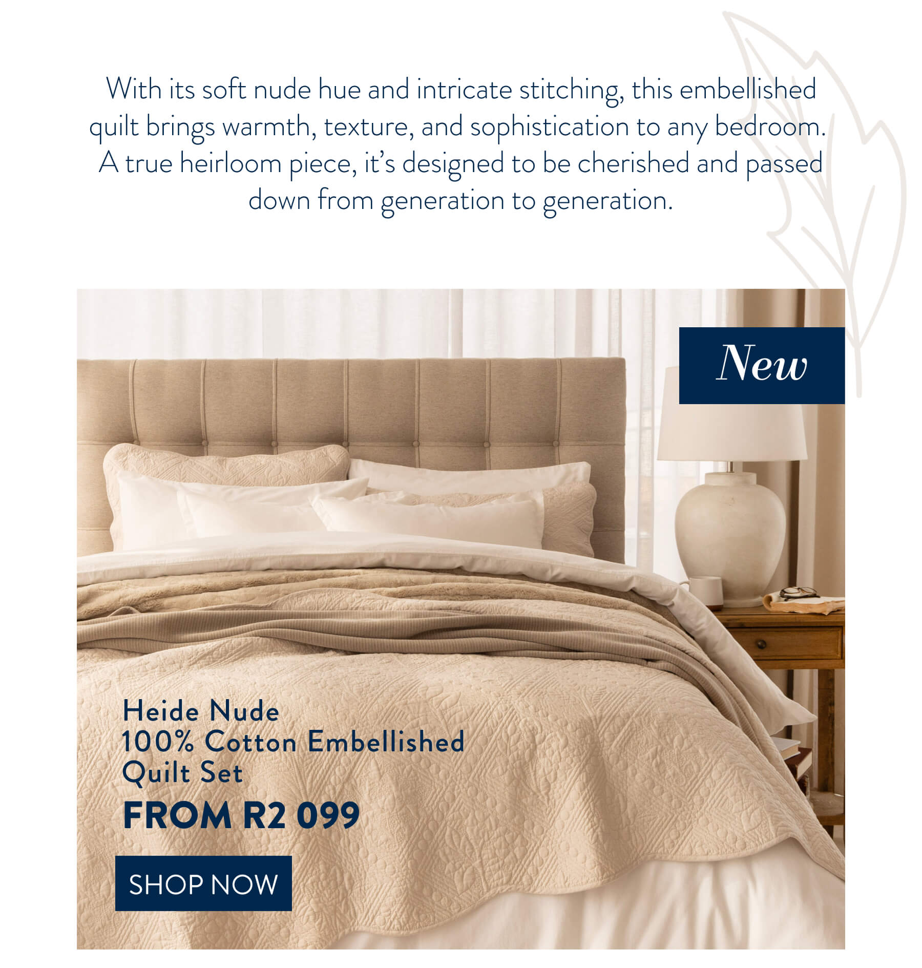 Heide Nude Cotton Quilt Set FROM